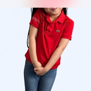 Lacoste Kids Bright Red Polo with Crocodile Patch